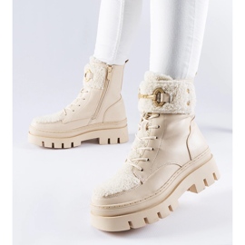 Botas de trabajo aislantes beige con hebilla Highland 1