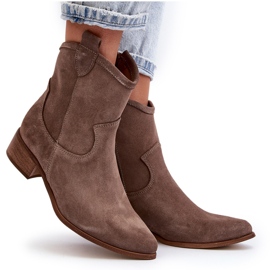 Zazoo 3329 Botas Vaqueras De Ante Con Tacón Bajo Beige Oscuro 10