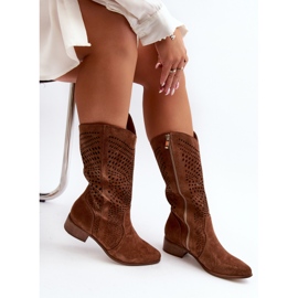 Zazoo 3305/P Botas Media Pierna De Ante Calado Marrón 8