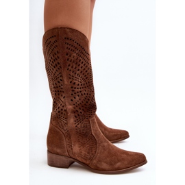 Zazoo 3305/P Botas Media Pierna De Ante Calado Marrón 4