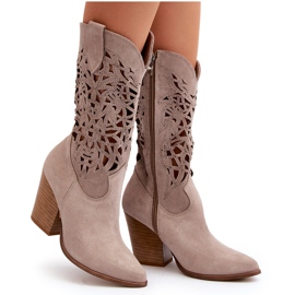 Zazoo 3414 Botines Calados Mujer Ante Cappucino beige 10