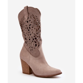 Zazoo 3414 Botines Calados Mujer Ante Cappucino beige 2