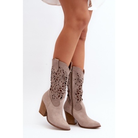 Zazoo 3414 Botines Calados Mujer Ante Cappucino beige 3