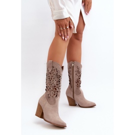 Zazoo 3414 Botines Calados Mujer Ante Cappucino beige 4