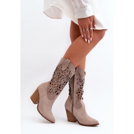 Zazoo 3414 Botines Calados Mujer Ante Cappucino beige 5