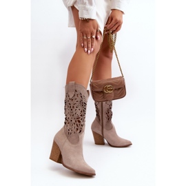 Zazoo 3414 Botines Calados Mujer Ante Cappucino beige 6