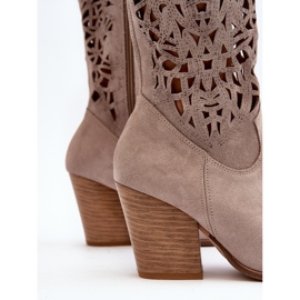 Zazoo 3414 Botines Calados Mujer Ante Cappucino beige 8