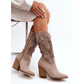 Zazoo 3414 Botines Calados Mujer Ante Cappucino beige 9