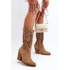 Zazoo 3414 Botines Calados Mujer, Ante, Beige 3