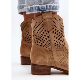 Zazoo 3305/2 Botas Cowboy Tacón Bajo Calado Ante Beige 8