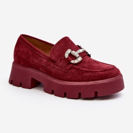 Mocasines De Mujer Con Decoración Burdeos Ellise rojo 2 Mocasines De Mujer Con Decoración Burdeos Ellise rojo 2
