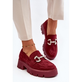 Mocasines De Mujer Con Decoración Burdeos Ellise rojo 8