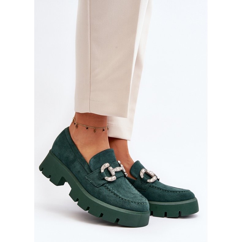 Mocasines De Mujer Con Decoración, Verde Ellise 2 Mocasines De Mujer Con Decoración, Verde Ellise 2