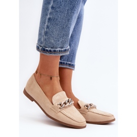 Mocasines De Mujer Con Cadena Beige Ambrise 4