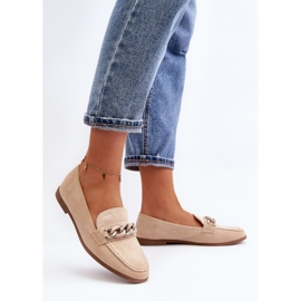 Mocasines De Mujer Con Cadena Beige Ambrise 5