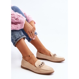 Mocasines De Mujer Con Cadena Beige Ambrise 2