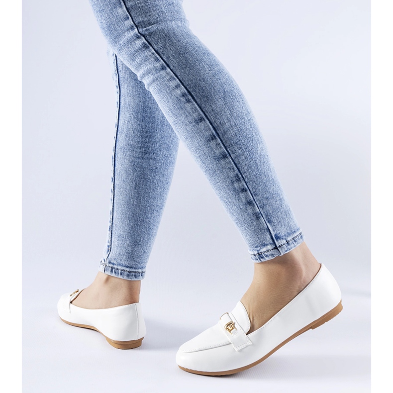 Mocasines hebilla Velino blanco 1