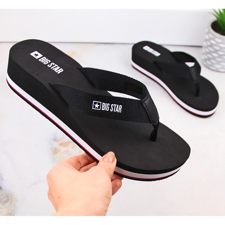 Chanclas cuña mujer negra Big Star JJ274A332 negro 1