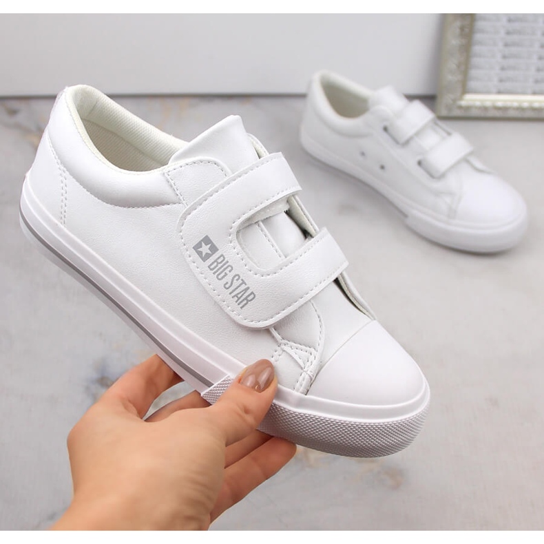 Zapatillas deportivas para niños fabricadas en piel ecológica con velcro, blanco Big Star LL374071 2