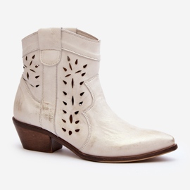 Zazoo 2870 Botas Tacón Bajo Calado Piel Plata 2