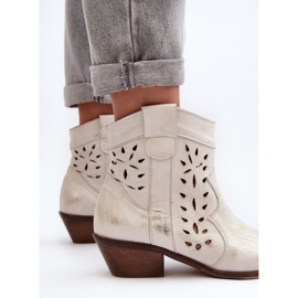 Zazoo 2870 Botas Tacón Bajo Calado Piel Plata 1