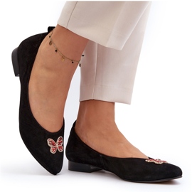 Zazoo 2887 Bailarinas De Ante Con Mariposa Decorativa, Negro 6