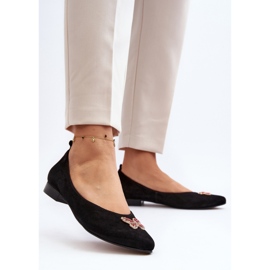 Zazoo 2887 Bailarinas De Ante Con Mariposa Decorativa, Negro 3