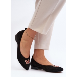 Zazoo 2887 Bailarinas De Ante Con Mariposa Decorativa, Negro 2