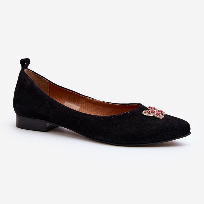 Zazoo 2887 Bailarinas De Ante Con Mariposa Decorativa, Negro 1
