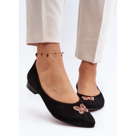 Zazoo 2887 Bailarinas De Ante Con Mariposa Decorativa, Negro 4