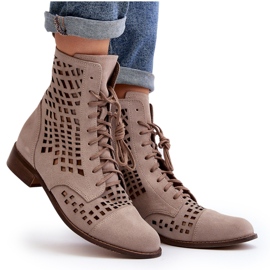 Zazoo 2627 Botines de Piel Calada, Beige 9