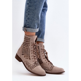 Zazoo 2627 Botines de Piel Calada, Beige 2