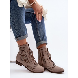 Zazoo 2627 Botines de Piel Calada, Beige 6