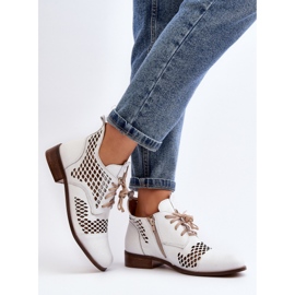 Zazoo 2704 Botas de Piel Caladas, Blanco 3