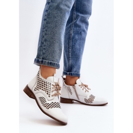 Zazoo 2704 Botas de Piel Caladas, Blanco 4