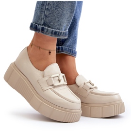 Zazoo 20101 Zapatos de plataforma de cuero de moda, beige claro 9