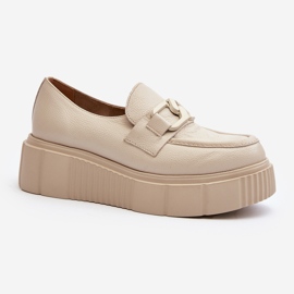 Zazoo 20101 Zapatos de plataforma de cuero de moda, beige claro 1