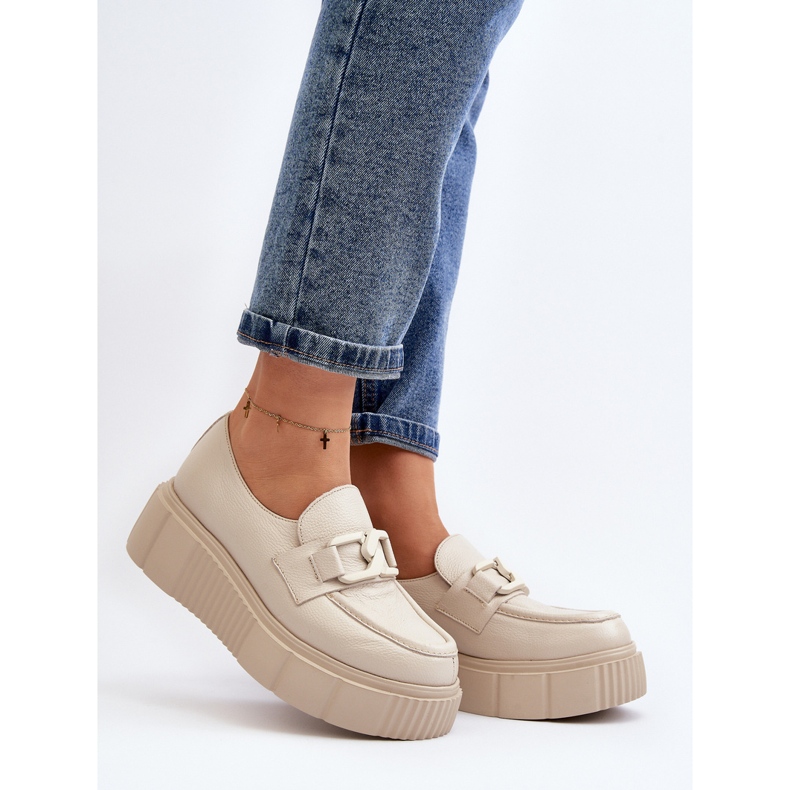 Zazoo 20101 Zapatos de plataforma de cuero de moda, beige claro 2