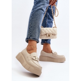 Zazoo 20101 Zapatos de plataforma de cuero de moda, beige claro 4