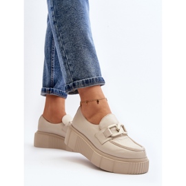 Zazoo 20101 Zapatos de plataforma de cuero de moda, beige claro 6