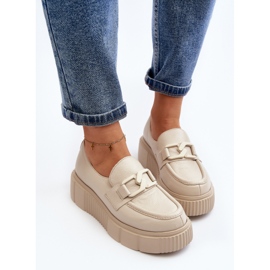 Zazoo 20101 Zapatos de plataforma de cuero de moda, beige claro 7