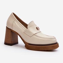 Zazoo 20169 Zapatos Tacón Piel Beige 1