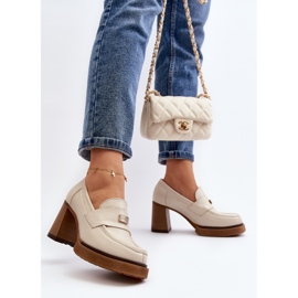 Zazoo 20169 Zapatos Tacón Piel Beige 4