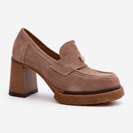 Zazoo 20169 Zapatos Tacón Alto Ante, Beige Oscuro 1