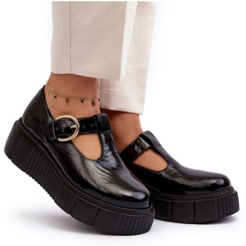 Zazoo 20102 Zapatos de charol de moda con plataforma enorme, negro 8