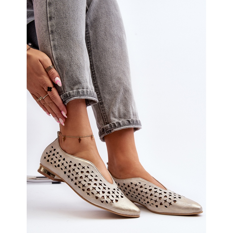 Zazoo 2883 Bailarinas Caladas de Piel Natural, Dorado 1