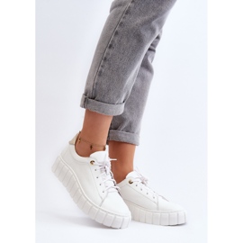 Zazoo 2919 Zapatos Mujer de Piel con Suela Gruesa, Blanco 2