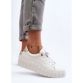 Zazoo 2919 Zapatos Mujer de Piel con Suela Gruesa, Blanco 5