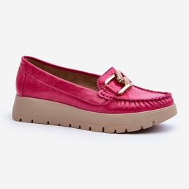 Zazoo 10141 Mocasines De Piel En La Plataforma Con Decoración Fucsia rosado 1