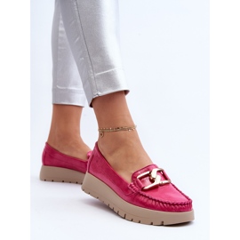 Zazoo 10141 Mocasines De Piel En La Plataforma Con Decoración Fucsia rosado 3